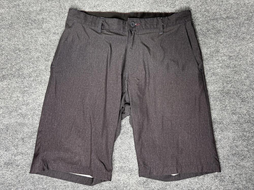 Burnside Shorts Mens 32 Gray Chino Flat Front Microfiber Bermuda Casual Summer